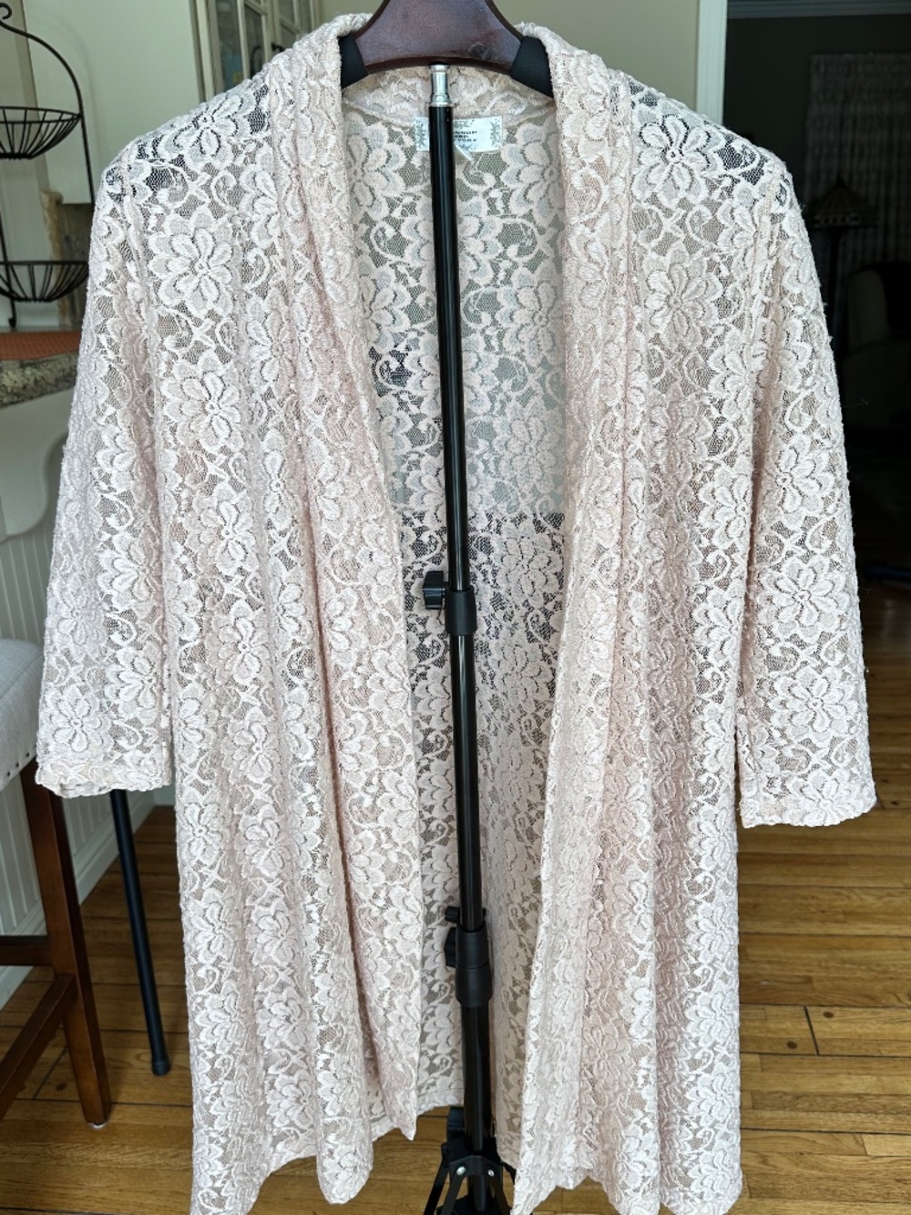 Shannon Ford New York Lace Open Front Cardigan Duster Blush Pink Size S